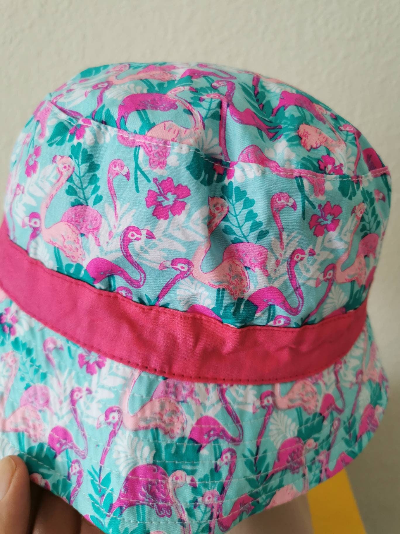 Bucket hat. Girl's bucket hat. Floral bucket hat. Perfect for festivals/ gigs. Flamingo theme.