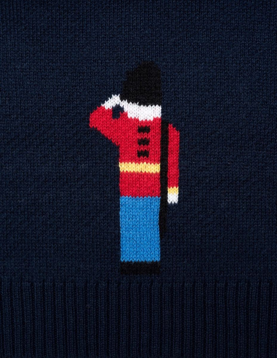 Traditional Baby's Queen's Guardian Soldiers Knitted Vest - Navy Blue Christmas Outfit gift