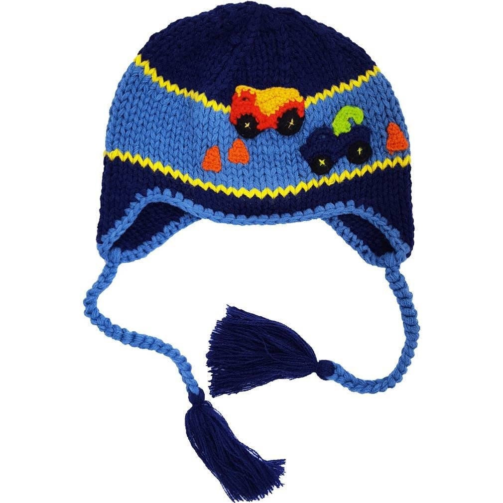 Handmade Baby Boy Beanie with Truck Design - Cosy Knitted Winter Hat for Infants 0-6 Months Transportation Theme Newborn Cap