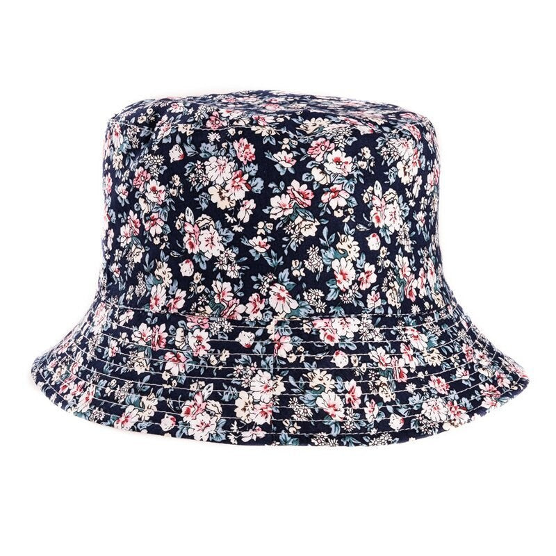 Ladies Reversible Floral Print Summer Bucket Hat