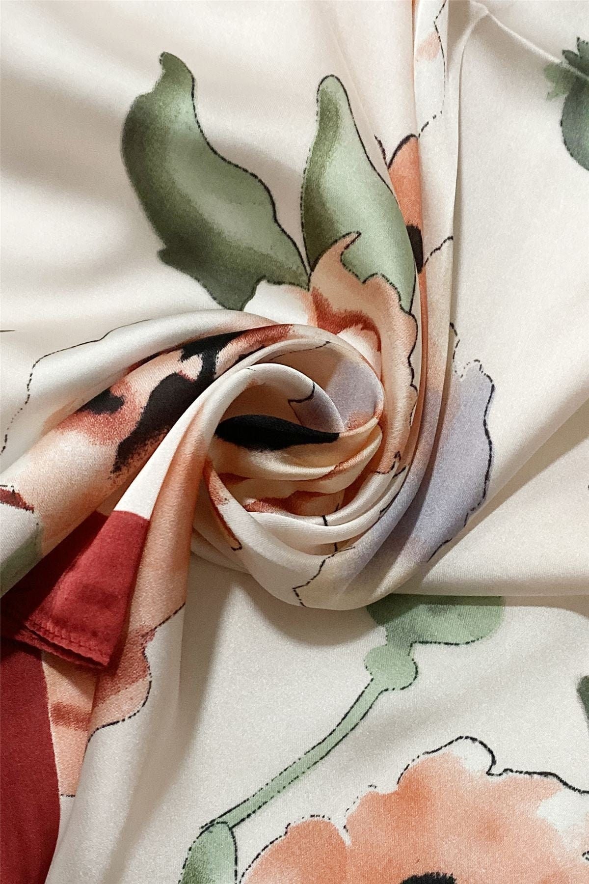 Elegant Blush Pink and Ink Floral Print Square Scarf - Delicate Watercolor Style Flower Pattern Fashion Accessory Soft Wrap