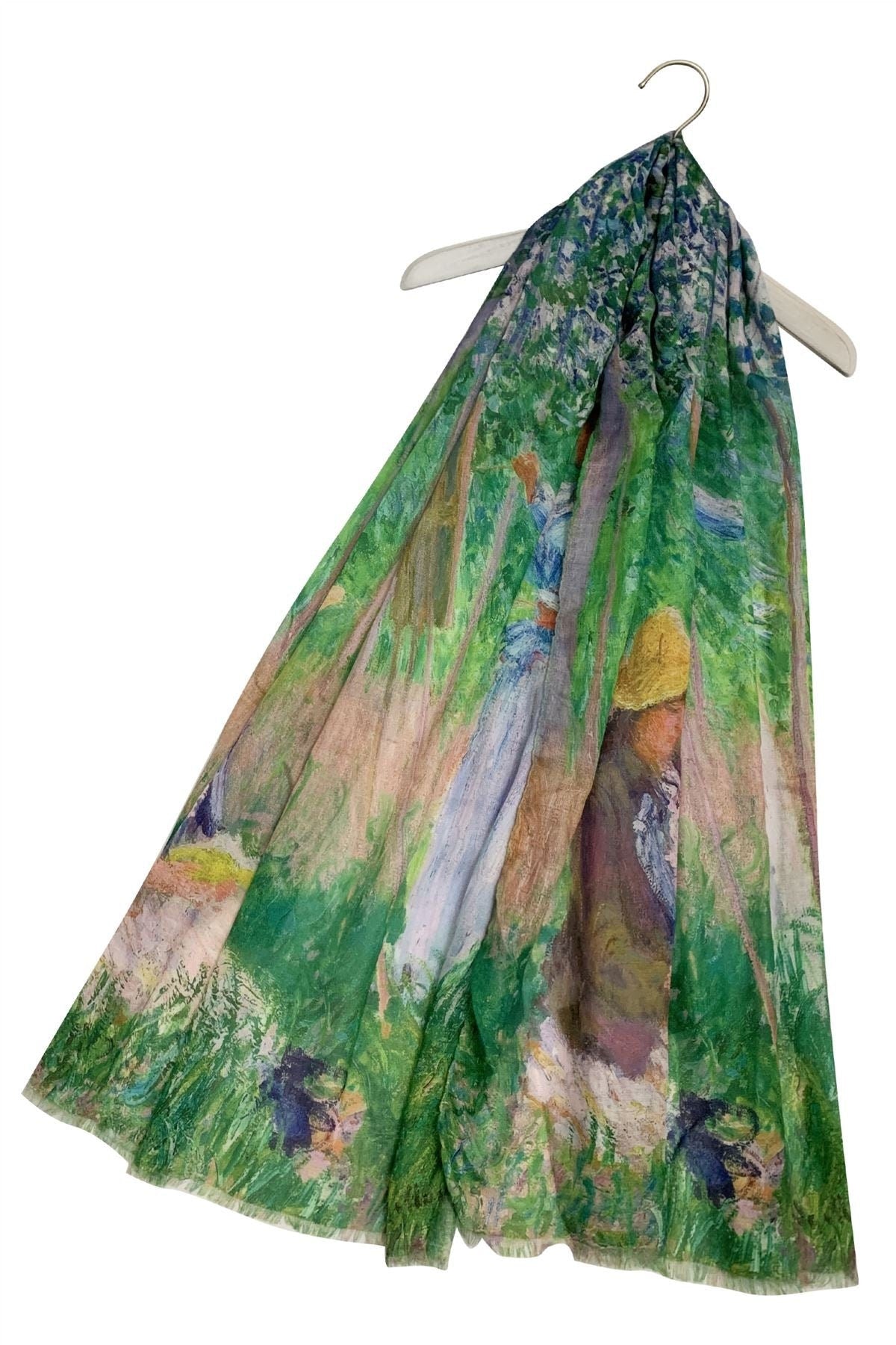 Monet's "In the Woods at Giverny" Artistic Fashion Scarf - Elegant Impressionist Painting Print Wearable Art Accessory