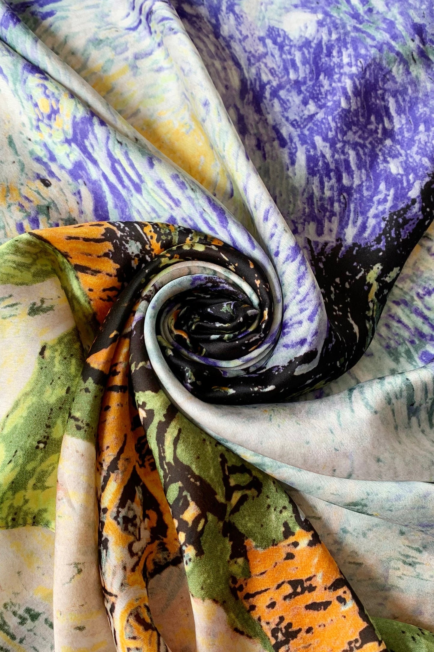 Luxury Pure Silk Van Gogh Masterpiece Art Scarf - Premium Fine Art Fashion Accessory Featuring Famous Painting Print