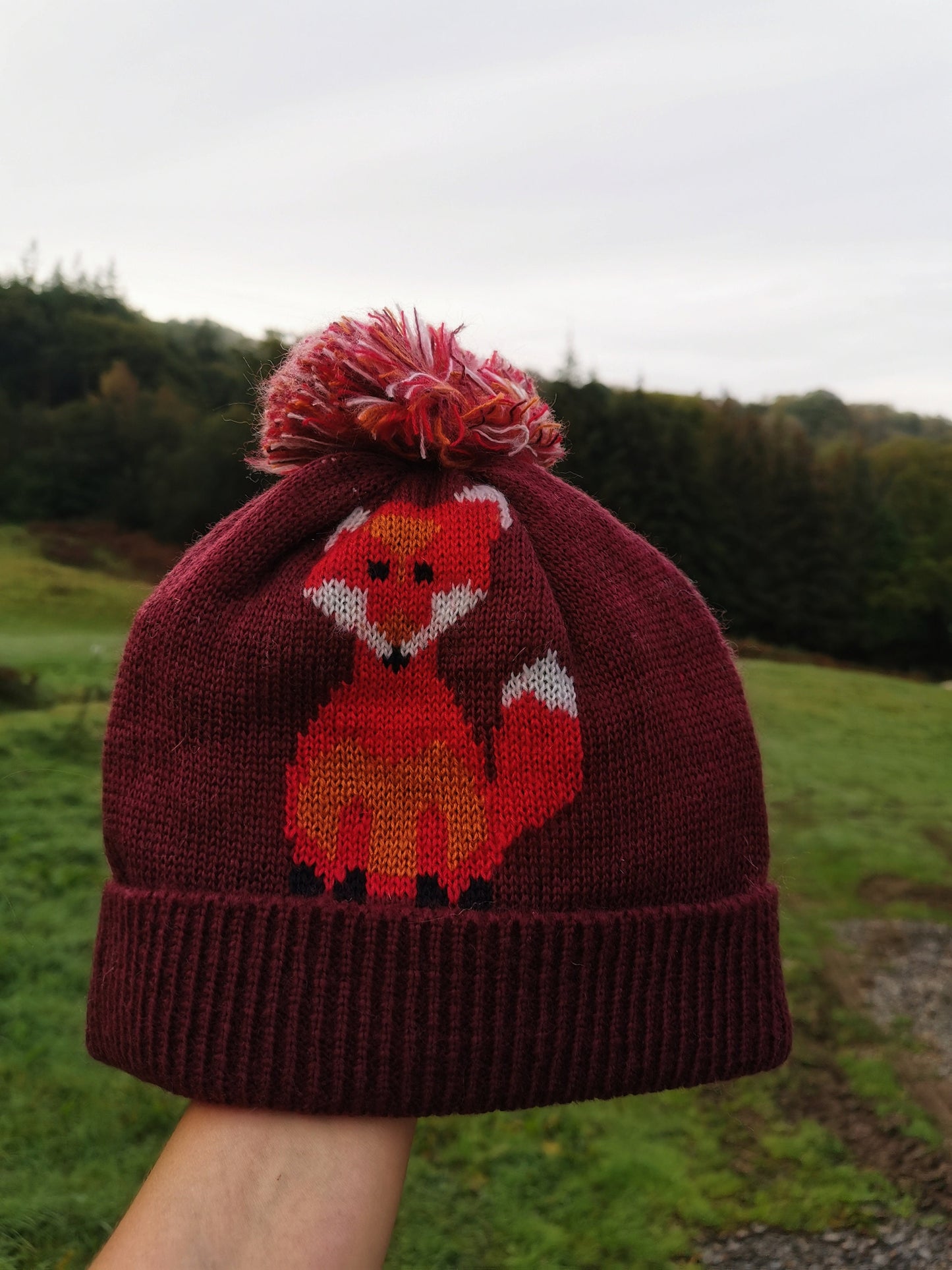 Fox Ladies Woman Knitted Beanie Bobble Hat Winter Animal Funny Gift