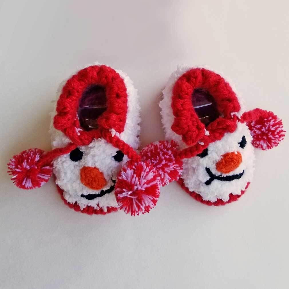 Adorable Hand-Knitted Baby Booties with Cute Animal Face Design - Newborn First Shoes Perfect for Baby Shower Gift