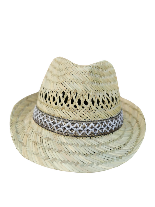 Classic Men's Straw Trilby Fedora Hat - Lightweight Summer Beach Sun Protection Panama Style Fashion Accessory
