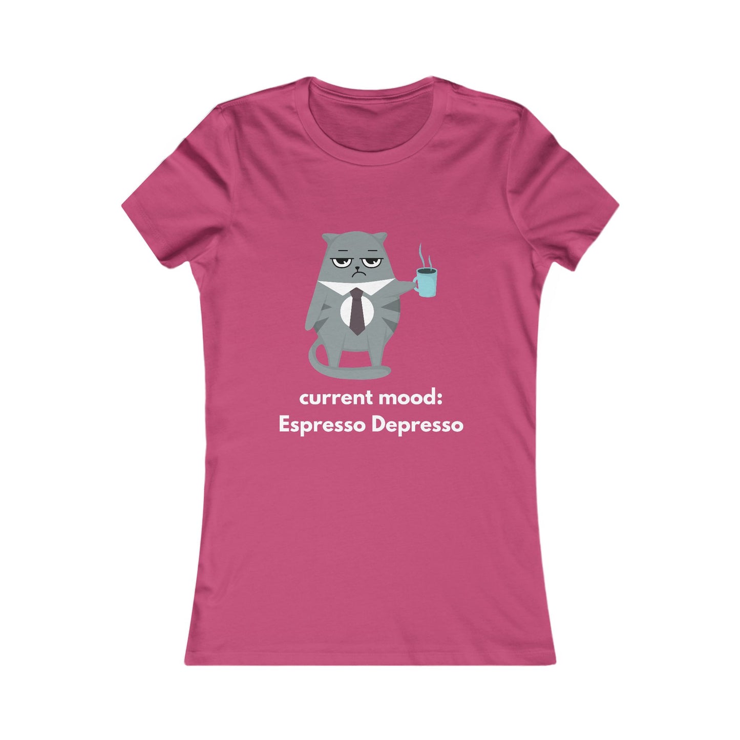 Women's Cat Coffee Tee — Cute Relaxed Cat Graphic T-Shirt