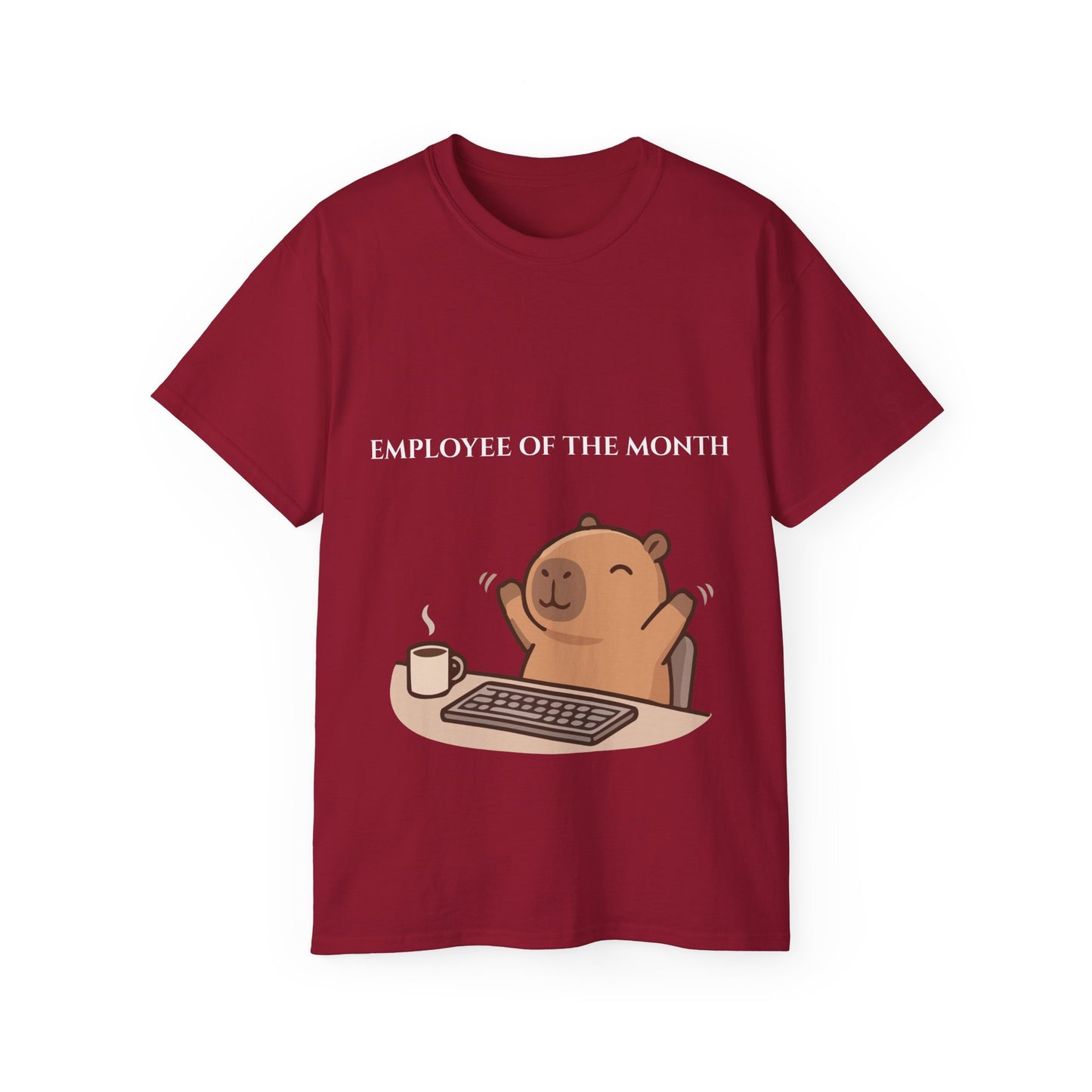 Employee of the Month Tee — Cute Bear Desk Graphic Women T-shirt Office Humor