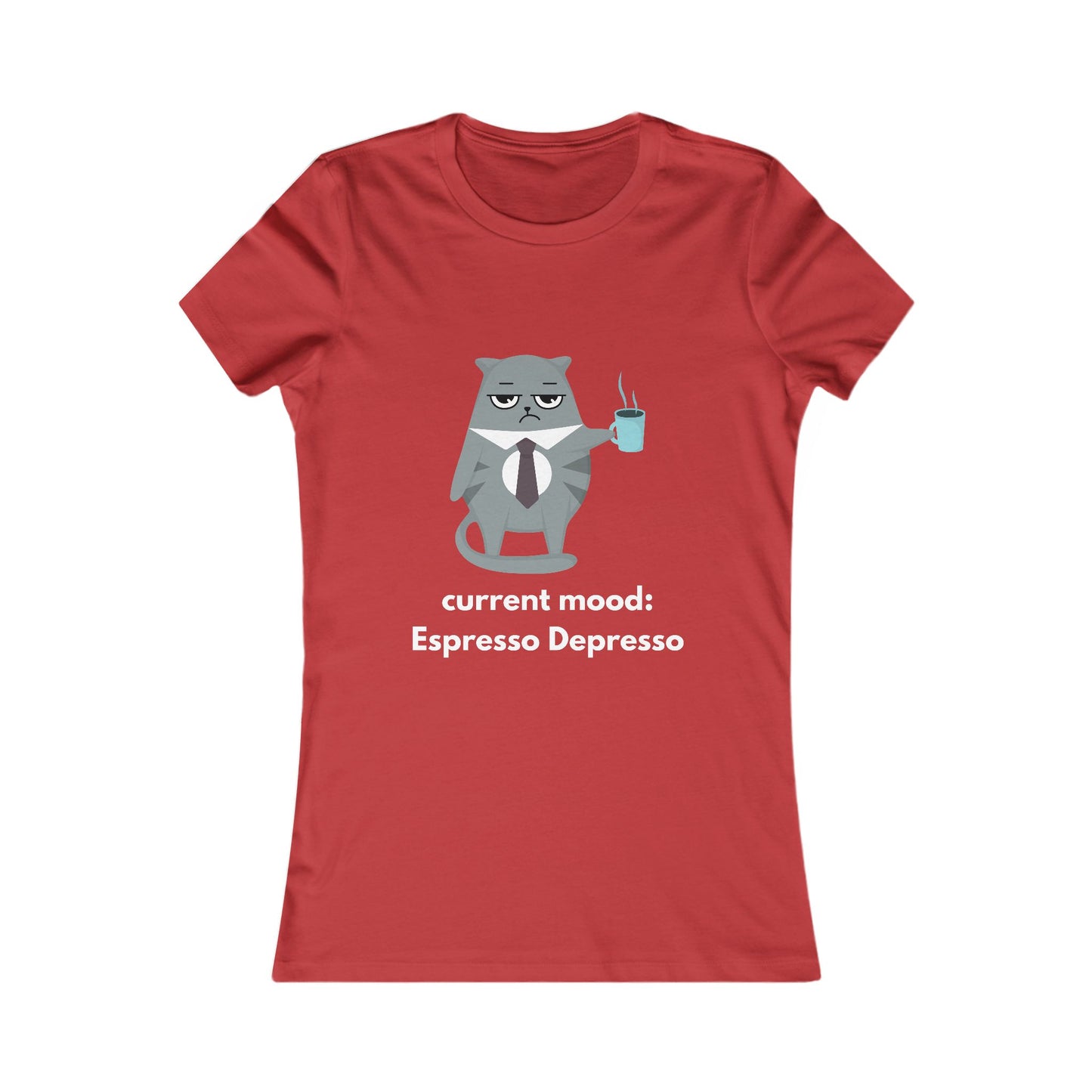Women's Cat Coffee Tee — Cute Relaxed Cat Graphic T-Shirt