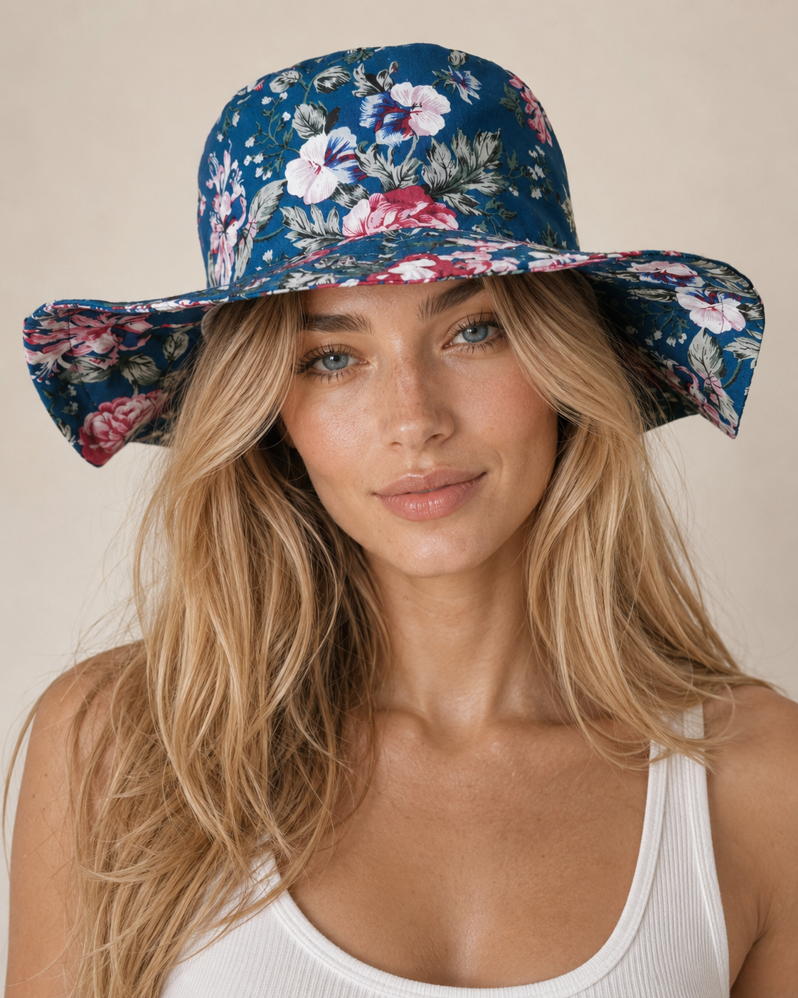 Ladies Wide Brim Summer Sun Hat Flower Floral Sun Hat Gardening