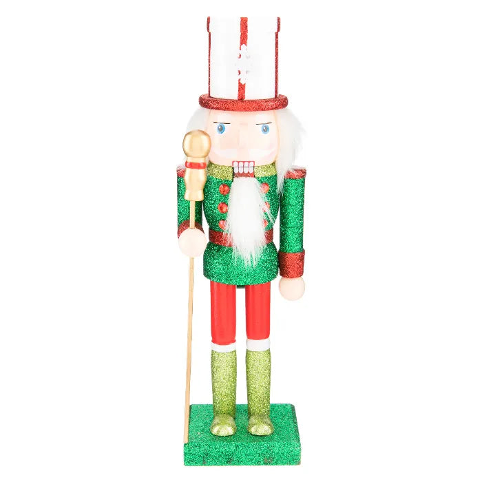Traditional Wooden Soldier Nutcracker  Christmas Home Decoration - Gift Ornament  28cm 11in Red Green Gold