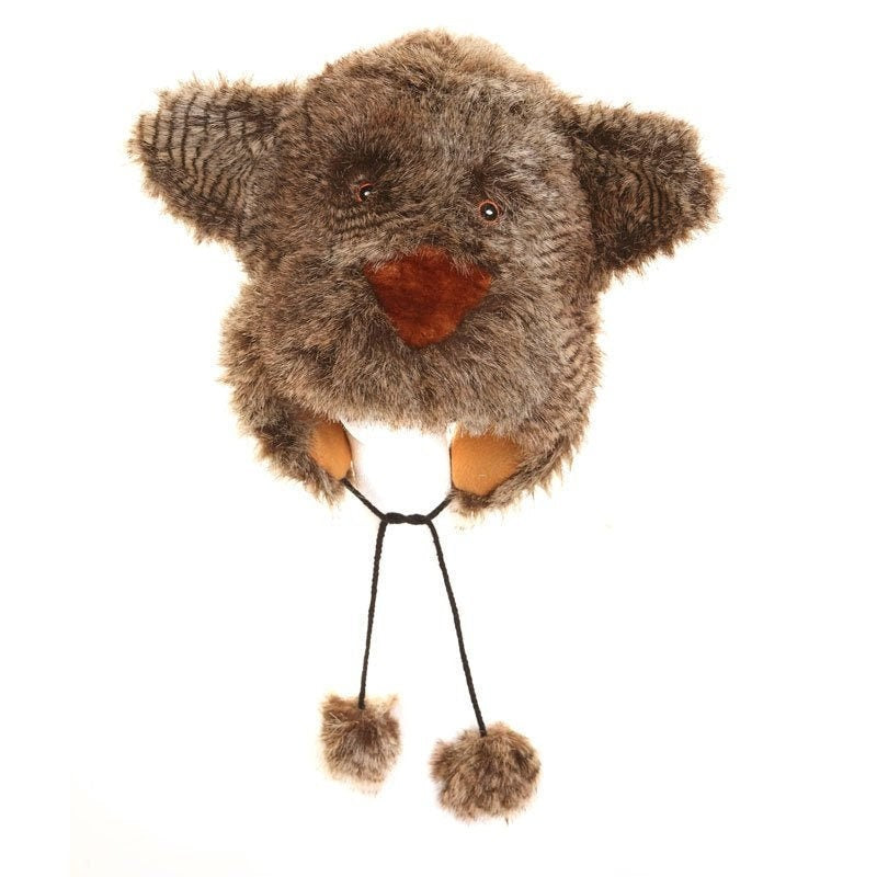 Ski Hat Unisex Adults' Furry Bear Hat with Pom-Poms for Women and Men Christmas gift