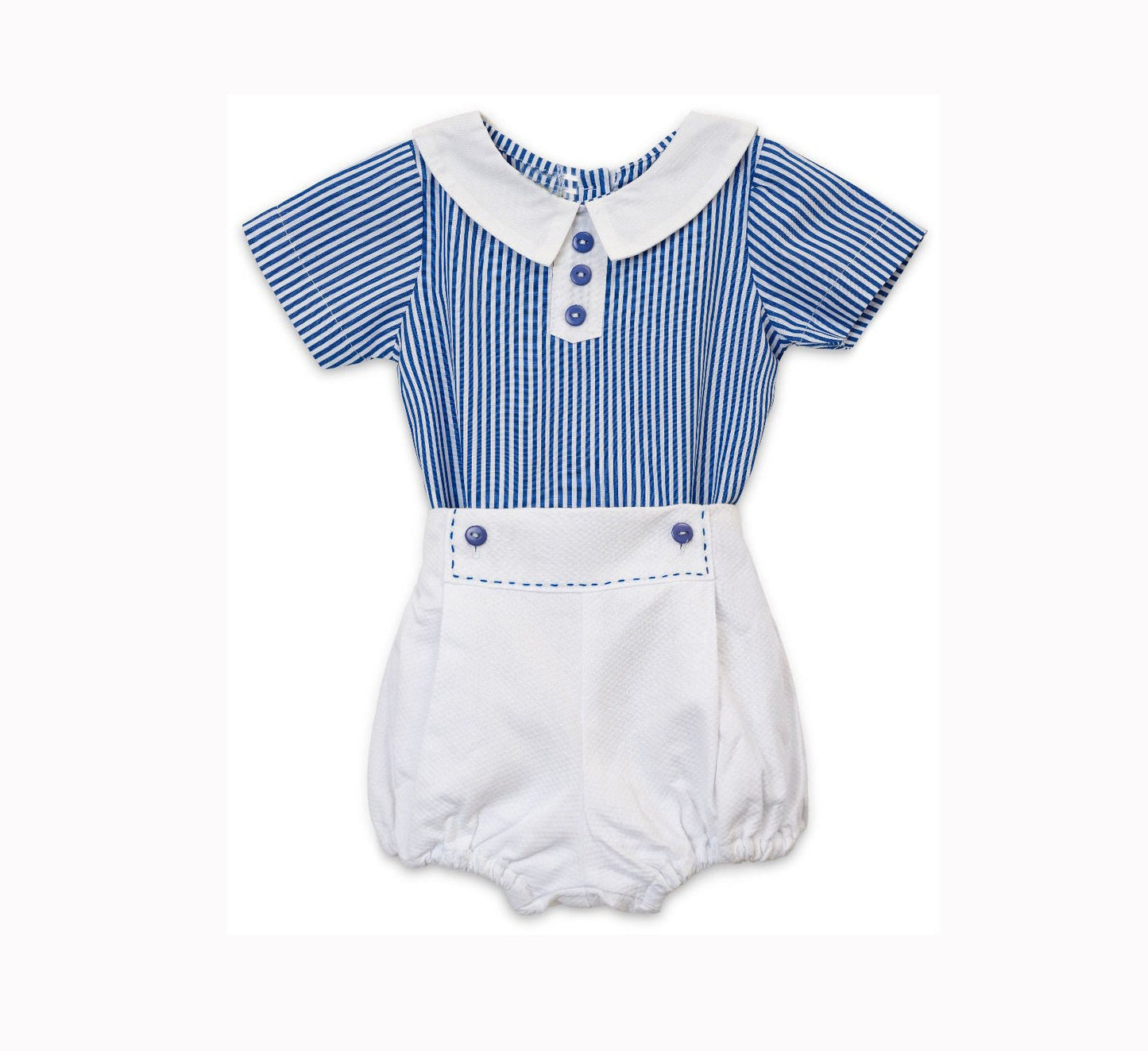 Spanish Style Baby Boy Blue White Set collar heritage