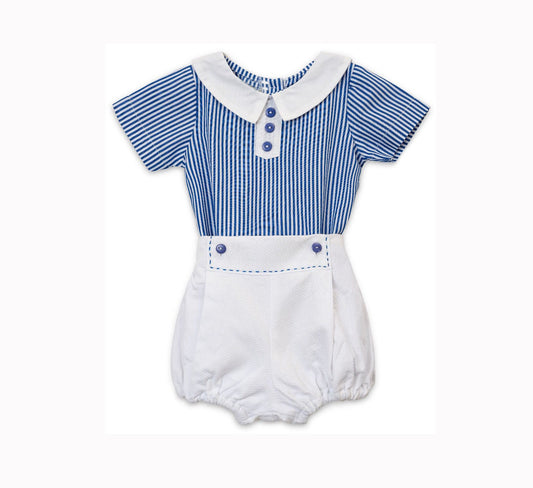 Spanish Style Baby Boy Blue White Set collar heritage