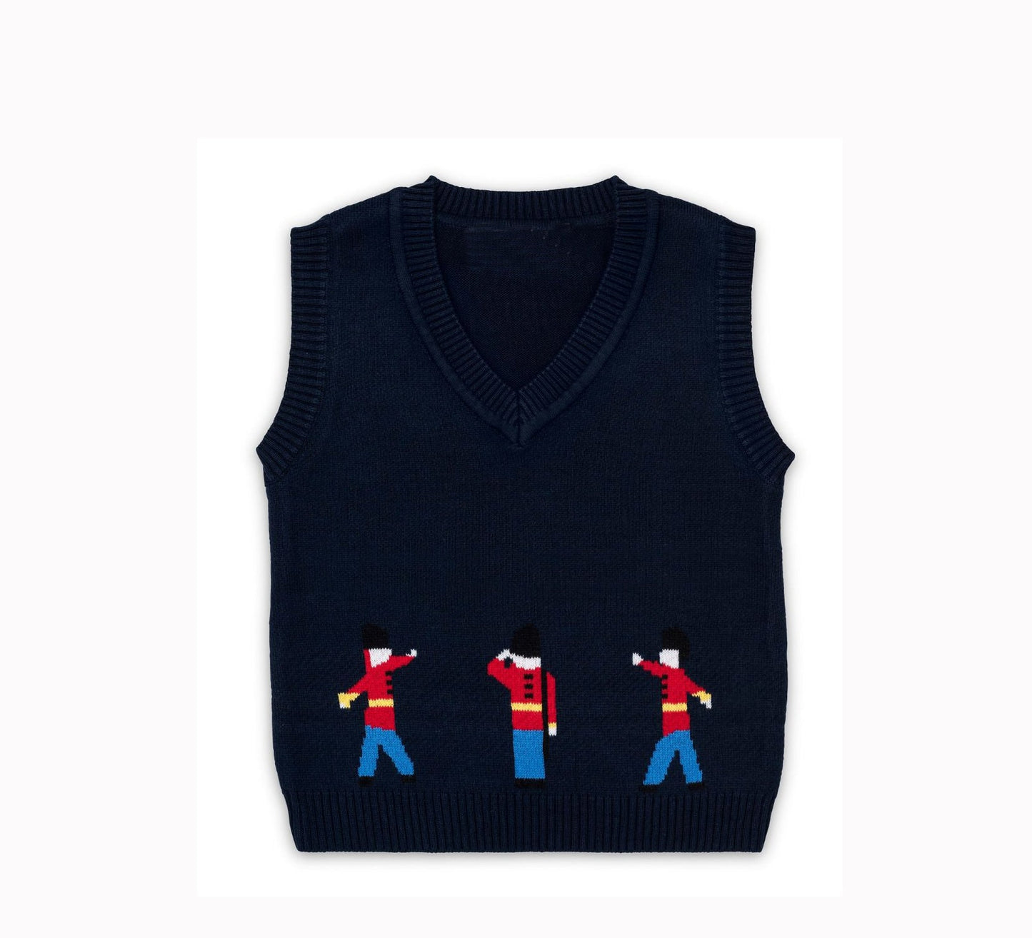 Traditional Baby's Queen's Guardian Soldiers Knitted Vest - Navy Blue Christmas Outfit gift