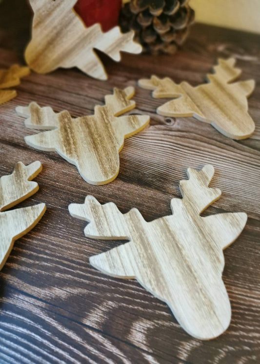 Rustic Vintage Wooden Deer Coasters Set of 6