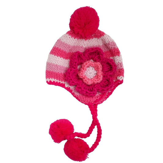 Pink Girl Hand Knit Baby Kids Floral Hat Sisters Matching Hats sizes 6 months to 6 years