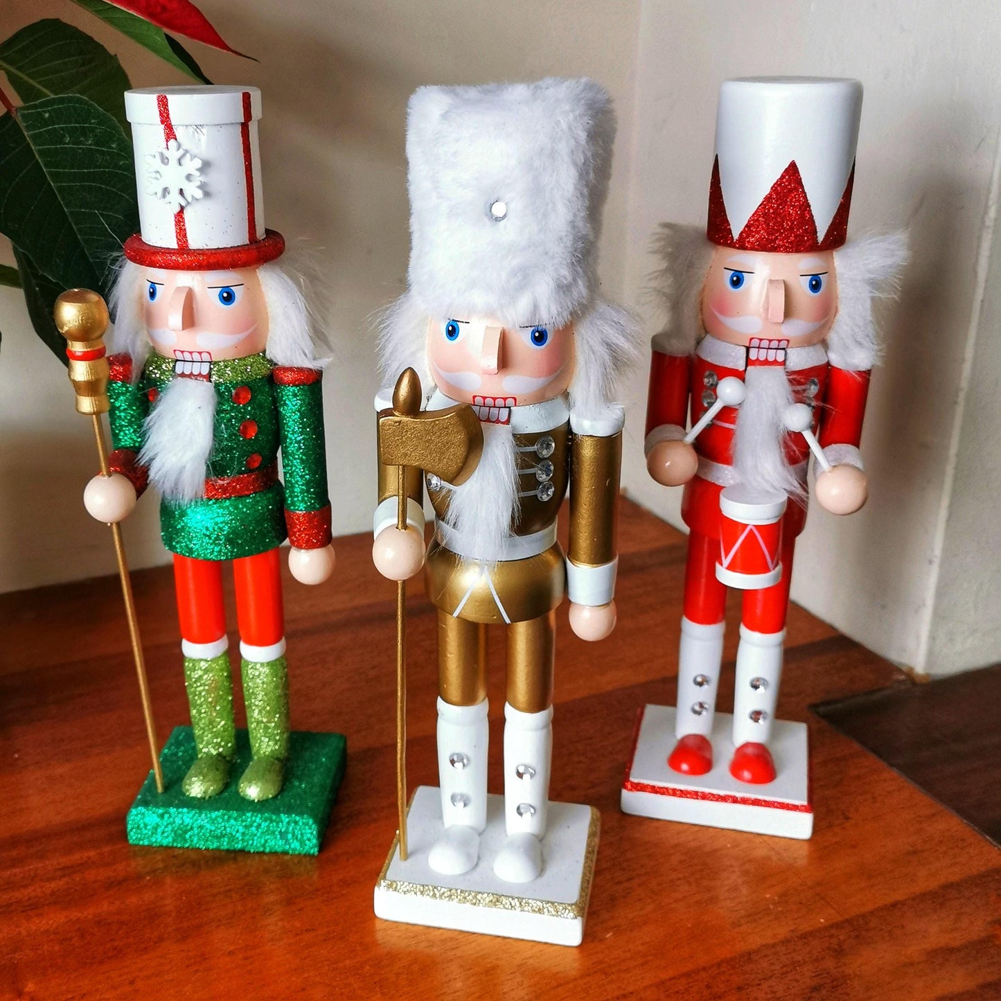 Traditional Wooden Soldier Nutcracker  Christmas Home Decoration - Gift Ornament  28cm 11in Red Green Gold