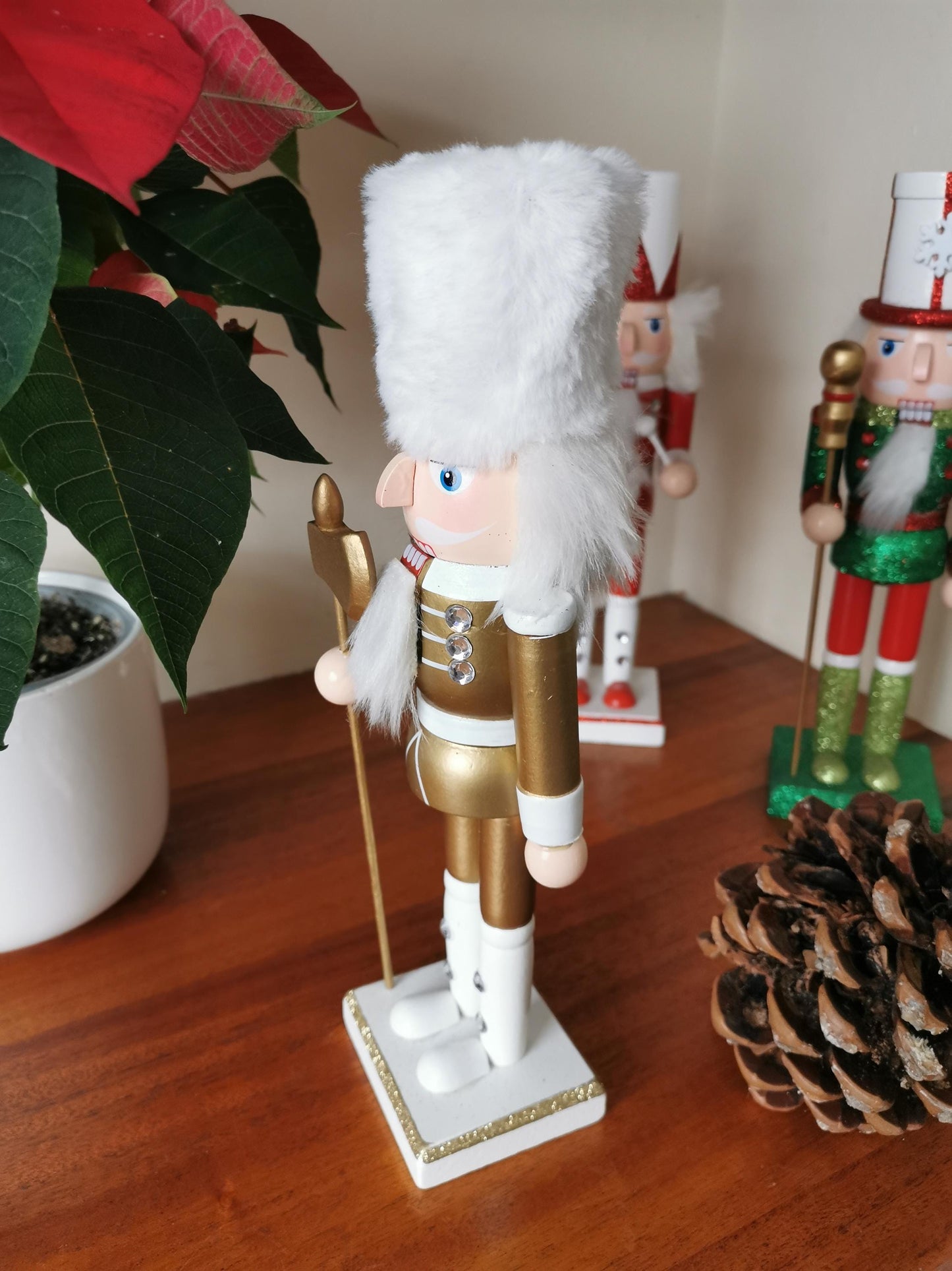 Traditional Wooden Soldier Nutcracker  Christmas Home Decoration - Gift Ornament  28cm 11in Red Green Gold