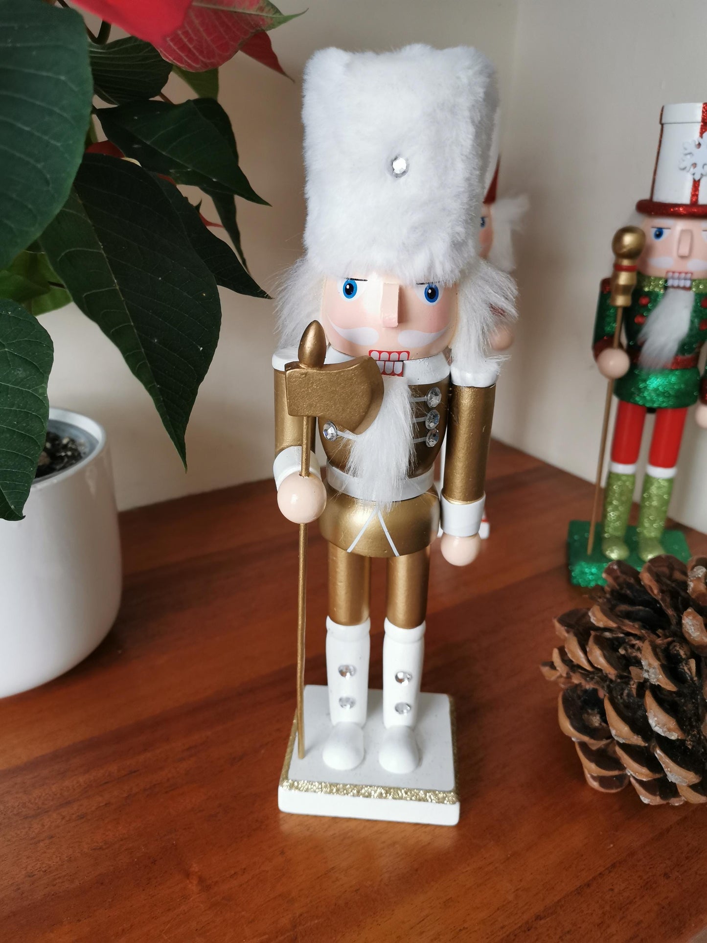 Traditional Wooden Soldier Nutcracker  Christmas Home Decoration - Gift Ornament  28cm 11in Red Green Gold