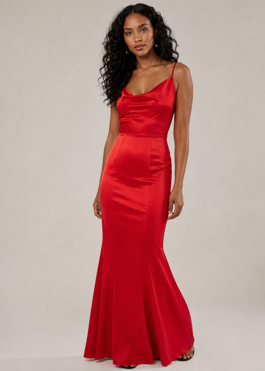 Lipsy Red Satin Maxi Evening Dress Prom Wedding Guest Mermaid Bridesmaid Evening