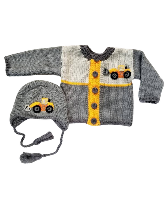 Baby hand knit set sweater and beanie baby gift set FREE DELIVERY