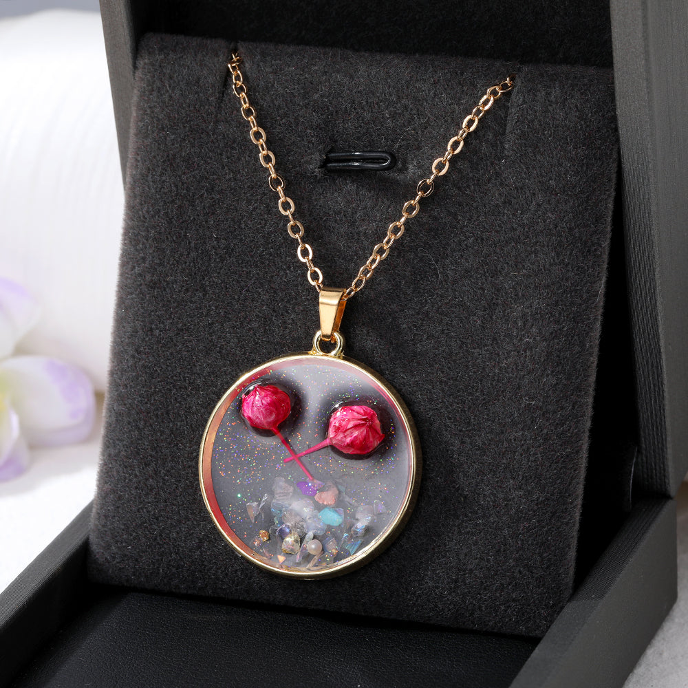 Mini Tulip Necklace Real Flowers Resin