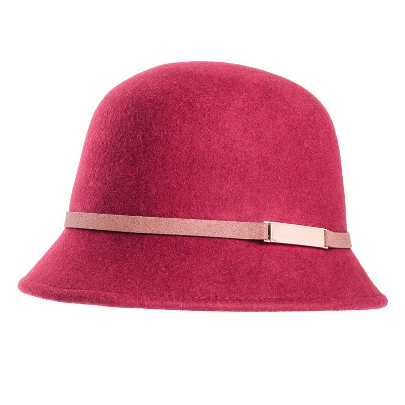Vintage-Inspired 100% Wool Cloche Hat - Maroon or Black, Adjustable Fit Christmas gift